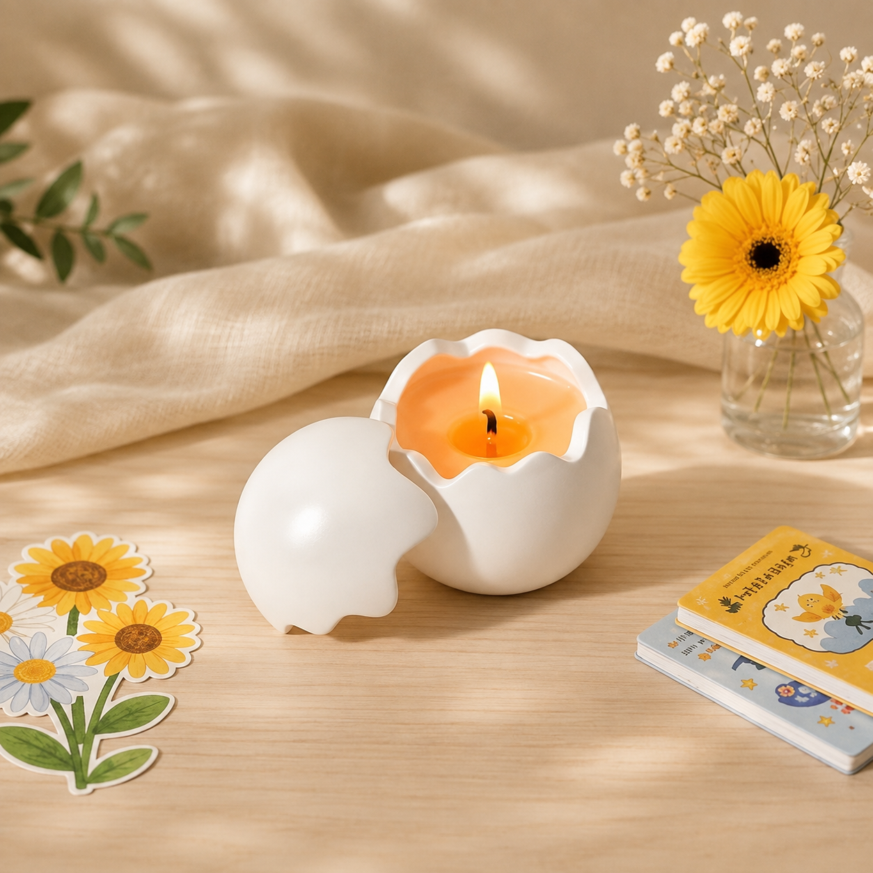 Minimalist Eggshell Botanical Soy Wax Candle