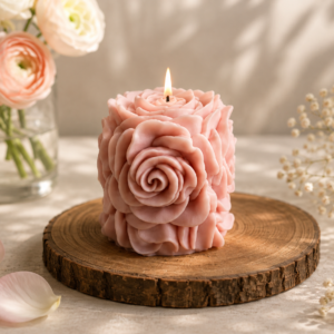 Romantic Rose Blossom Cube Soy Wax Candle